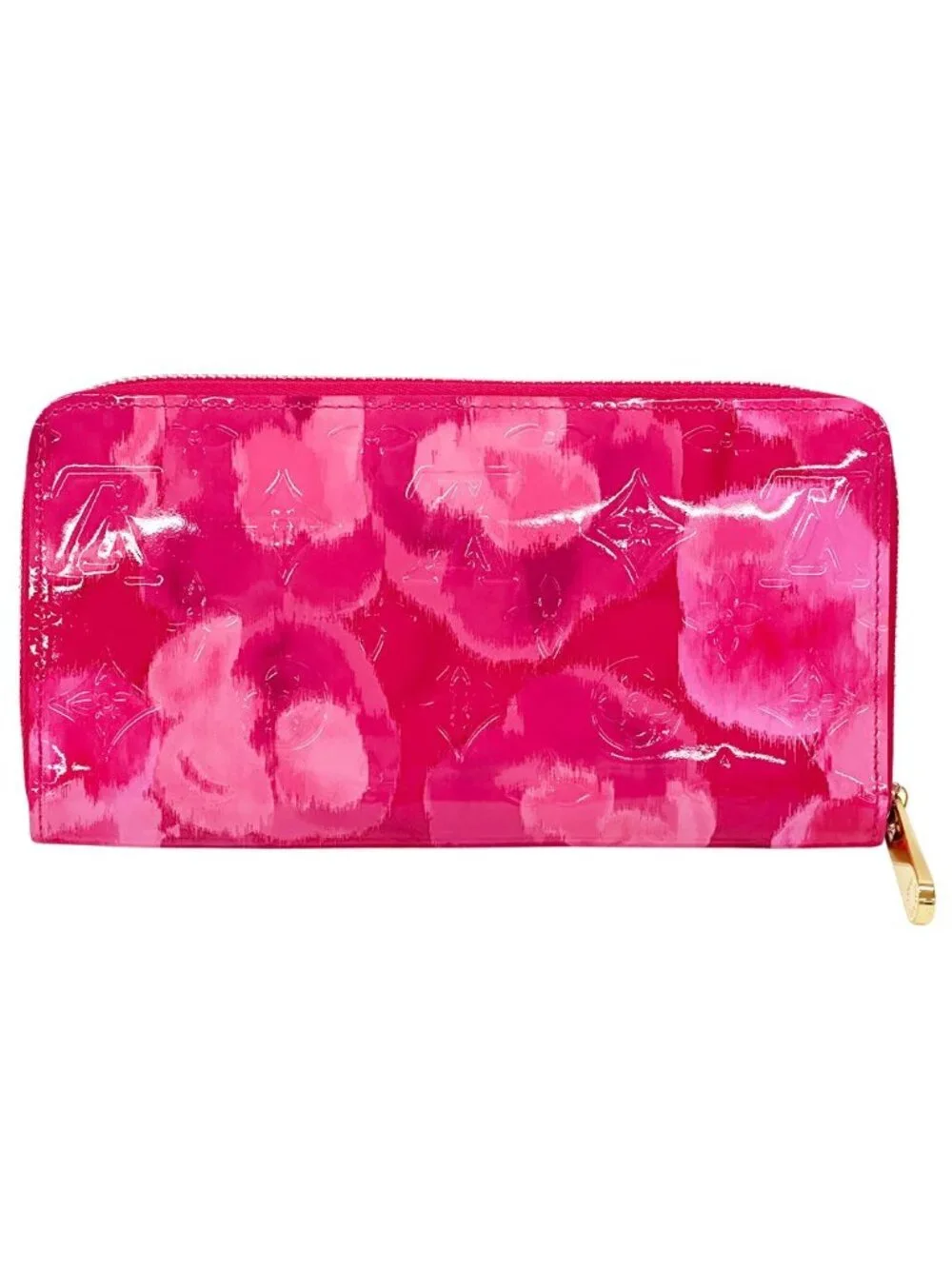 Louis Vuitton Wallet Monogram Ikat Flower Vernis Zippy Rose Indien Pink